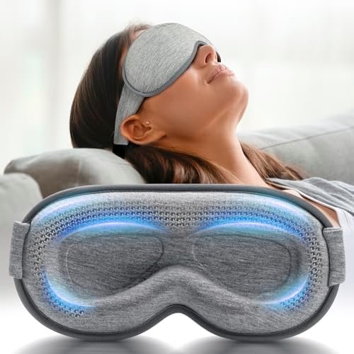 Weighted Eye Mask for Sleeping - Blackout Sleep Mask for Women Men, FACEMOON Lash Extension Eye Covers, Memory Foam, 3D Contoured, Airplane Travel Essentials, Blindfold for Meditation(Gray)