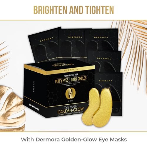 DERMORA Golden Glow Under Eye Patches (20 Pairs Eye Gels) - Rejuvenating Treatment for Dark Circles, Puffy Eyes, Refreshing, Revitalizing, Travel, Wrinkles - Image 8