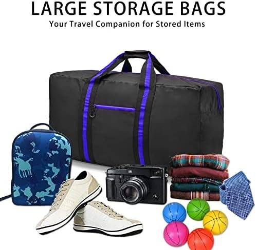 150L Large Duffle Bag, 37” Foldable Weekender Bag, Lightweight Travel Bag for Overnight Camping, Storage, Water Resistant Duffel Holdall Bag for Men Women, Blue - Image 8