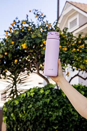 Ello Cooper 22oz Stainless Steel Water Bottle with Straw and Carry Handle, Double Walled and Vacuum Insulated Metal, Leak Proof Locking Lid with Soft Silicone Spout, Reusable, BPA Free, Lilac - Image 6