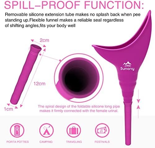 Female Urination Device,Reusable Silicone Female Urinal Foolproof Women Pee Funnel Allows Women to Pee Standing Up,Women's Urinal with Drawstring Bags is The Perfect Companion for Travel and Outdoor - Image 2