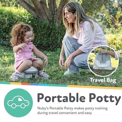 Nuby On-The-Go Portable Potty Seat - Travel Toilet Seat for Boys and Girls 18+ Months - Includes Storage Bag and Disposable Potty Liners - Toddler Travel Essentials - Toddler Potty Training Toilet - Image 2