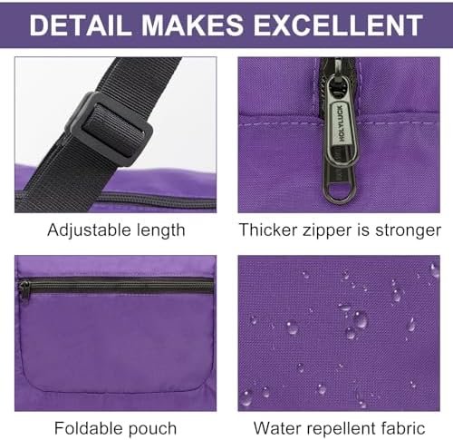 HOLYLUCK Foldable Travel Duffel Bag For Women & Men Luggage Great for Gym (Purple) - Image 4