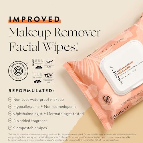 Honest Beauty Fragrance Free Cleansing Makeup Remover Facial Wipes | Plant Based, Hypoallergenic, Gentle for Sensitive Skin | 90 Count - Image 2