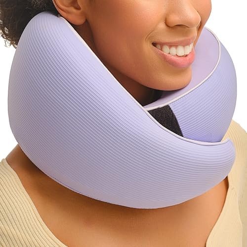 360° Support Memory Foam Travel Neck Support Pillow for Car and Airplane Sleeping; Ergonomic Pillow for Neck Pain Relief and Comfort; Airplane Neck Pillow for Traveling on Long Flight (Purple) - Image 7