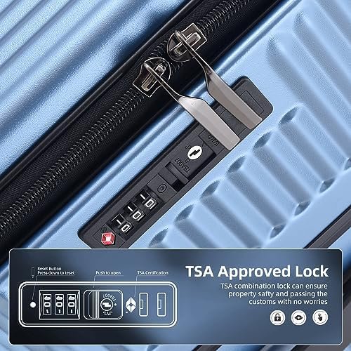 2 pieces 20/29 Aluminum Luggage Set with Side Opening, Lightweight Hardshell ABS+PC Suitcase with TSA Lock, 360° Universal Wheels & Adjustable Handle, Dark Blue - Image 7