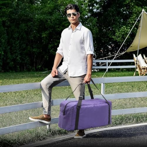 HOLYLUCK Foldable Travel Duffel Bag For Women & Men Luggage Great for Gym (Purple) - Image 7