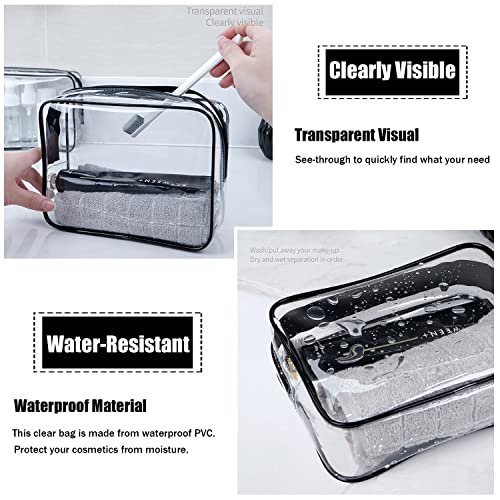 MODENGKONGJIAN TSA Approved Toiletry Bag, 3 Pcs Clear Toiletries Bags Quart Size Travel Makeup Cosmetic Bag for Women Men, Carry on Airport Airline Compliant Bag (Black) - Image 5