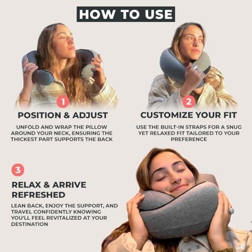 FlyHugz® Neck Travel Pillow | Memory Foam Neck Pillow for Comfort on Airplane | Compact and Ergonomic Design for Travel, Car Rides, and Home Use | Ideal for Adults and Kids - Image 3