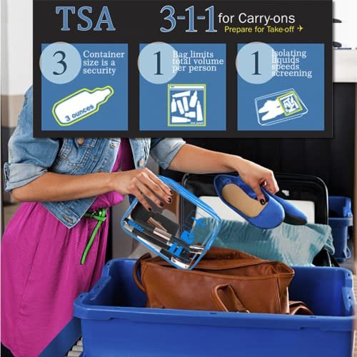 TSA Approved Clear Travel Toiletry Bag wih Zippers Carry-on Travel Accessories Quart Size Toiletries Cosmetic Pouch Makeup Bags for Men and Women (2pcs Navy Blue) - Image 2