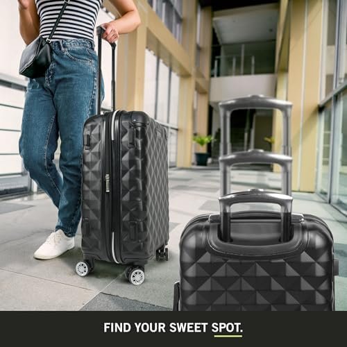 Kenneth Cole REACTION Diamond Tower Collection Lightweight Hardside Expandable 8-Wheel Spinner Travel Luggage, Black, 20-Inch Carry On - Image 4