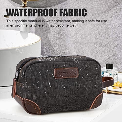 emissary Travel Toiletry Bag for Men, Leather and Canvas Toiletry Bags, Dopp Kit for Men, Travel Bathroom Bag Men's Shaving Kit, Travel Kit Small Bag for Men, Shaving Bag for Travel Accessories (Gray) - Image 4