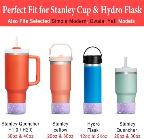 KTKUDY 2 PCS Glitter Silicone Boot Compatible with Stanley Tumbler 20 30 40 oz & Fits Hydro Flask Water Bottle 12-24oz & Fits Yeti, Simple Modern, Owala Cup - Bling Cup Bottom Protector Accessories - Image 2