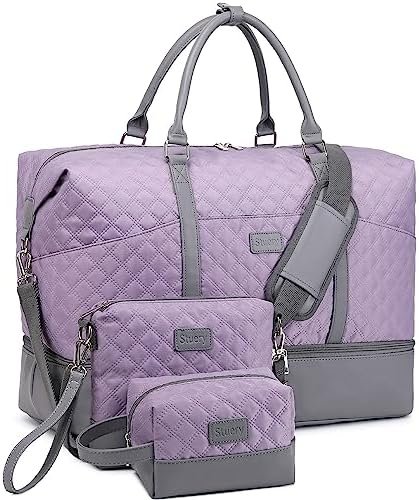 Weekender Bags for Women with Toiletry Bags Large Overnight Bags Travel Duffel Bag Carry On Shoulder Weekend Tote with Shoe Compartment and Wet Pocket