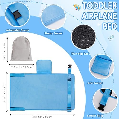 Toddler Airplane Bed, Travel Essentials for Kids, Soft Toddler Airplane Travel Essentials with Sticker Book, Light Blue - Image 4