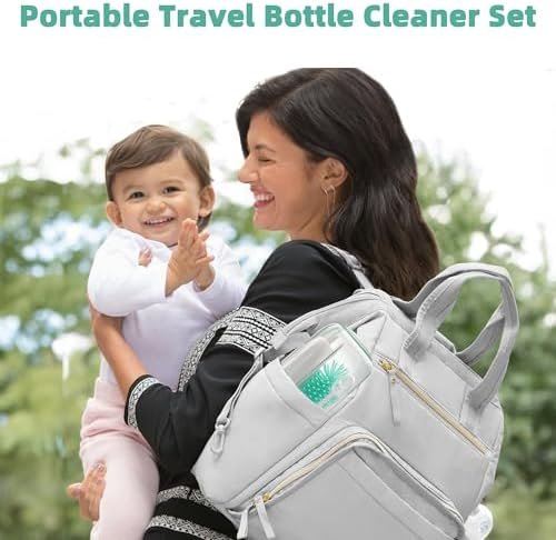 Electric Bottle Brush Cleaner, Rechargable Electric Baby Bottle Brush for Travel, Waterproof Electric Bottle Cleaner Set with Nipple & Straw Brush, Perfect Essentials Gift for Mom After Birth, Green - Image 6