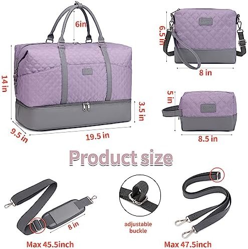 Weekender Bags for Women with Toiletry Bags Large Overnight Bags Travel Duffel Bag Carry On Shoulder Weekend Tote with Shoe Compartment and Wet Pocket - Image 7