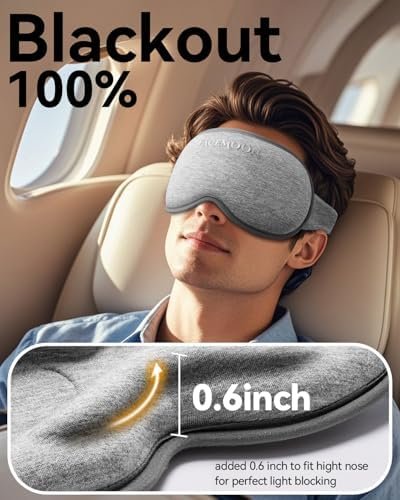 Weighted Eye Mask for Sleeping - Blackout Sleep Mask for Women Men, FACEMOON Lash Extension Eye Covers, Memory Foam, 3D Contoured, Airplane Travel Essentials, Blindfold for Meditation(Gray) - Image 5