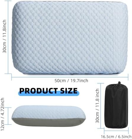 Travel and Camping Pillow- Compressible Medium Firm Memory Foam Pillow with Carry Bag for Backpacking & Airplane, Lumbar Support. Breathable Cooling Fabric, Washable Pillowcase (Wathet Blue) - Image 2