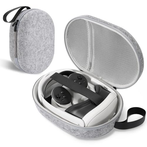 CoBak Hard Carrying Case for Meta Quest 3 - Compact design, Multiple Compartments for Elite Version VR Headset, Controllers and Accessories, Travel with Protection, Gray