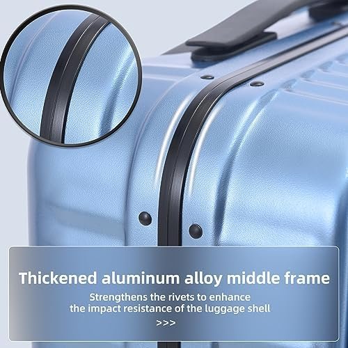 2 pieces 20/29 Aluminum Luggage Set with Side Opening, Lightweight Hardshell ABS+PC Suitcase with TSA Lock, 360° Universal Wheels & Adjustable Handle, Dark Blue - Image 8