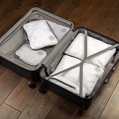 Extra Large Compression Packing Cube 6 Piece Set for Travel and Check Luggage by TRIPPED Travel Gear (White/Grey) - Image 7