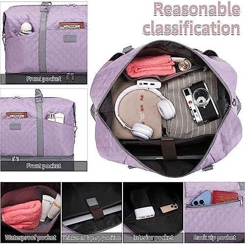 Weekender Bags for Women with Toiletry Bags Large Overnight Bags Travel Duffel Bag Carry On Shoulder Weekend Tote with Shoe Compartment and Wet Pocket - Image 4